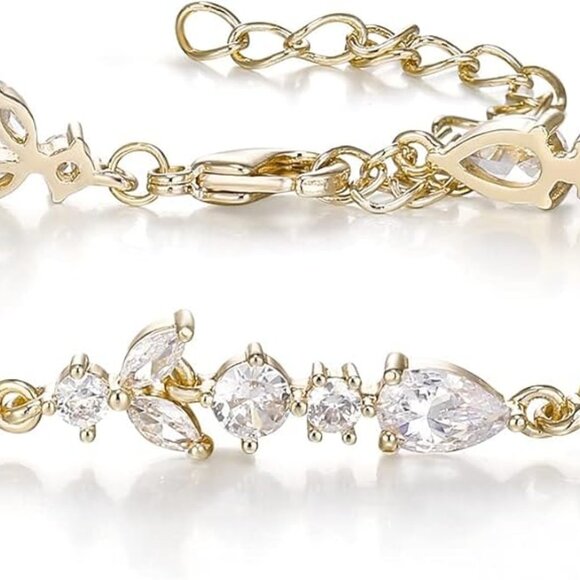 Marquise Cubic Zirconia Tennis Bracelets for Women Prom Jewelry - Picture 1 of 4